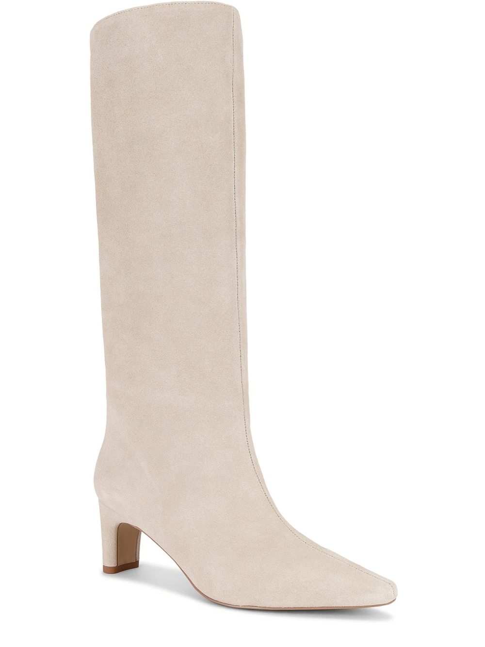 RAYE Beige Suede Knee-High Pointed Toe Block Heel Boot